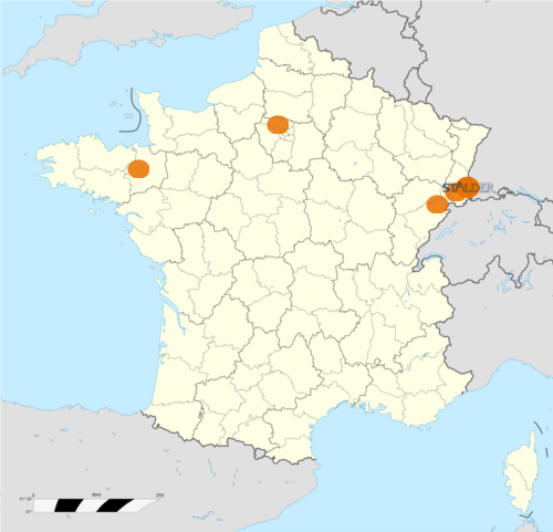 Implantations de la société Stalder sur le territoire Français